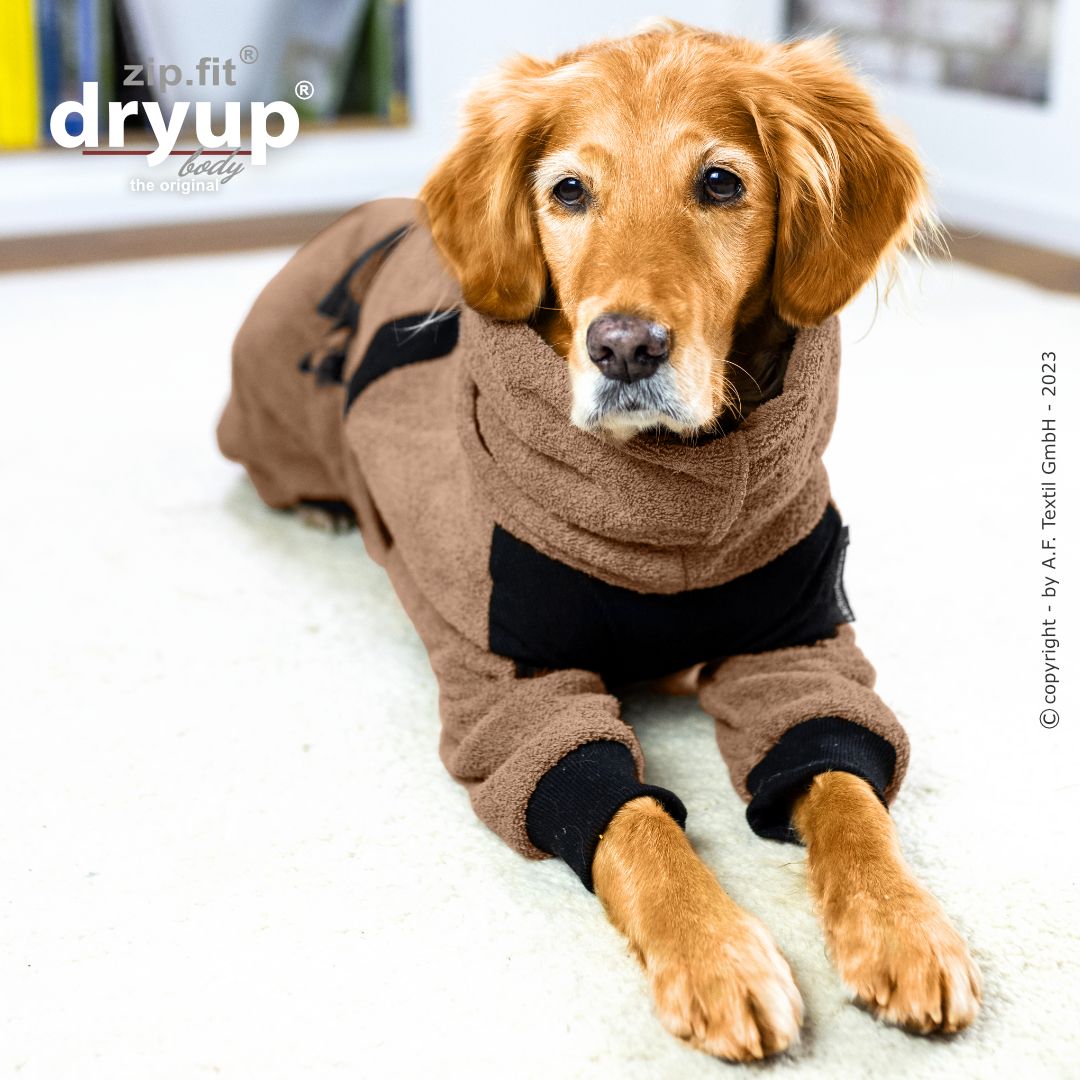 Actionfactory Dryup Body Zip.fit_Hundebademantel mit Beinen Coffe