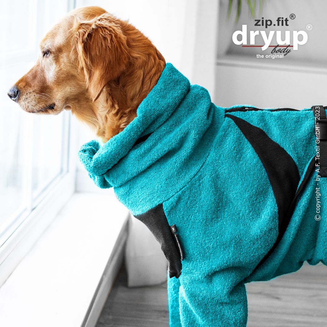 Actionfactory Dryup Body Zip.fit_Hundebademantel mit Beinen Petrol