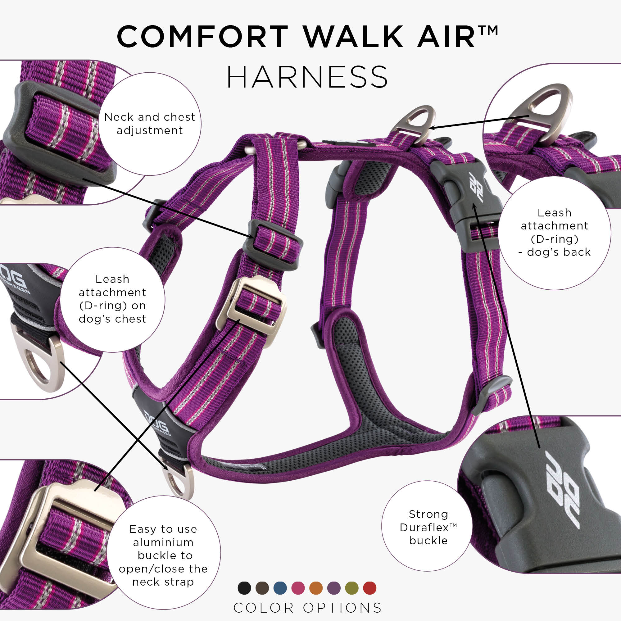 Dog Copenhagen V2 Walk Harness (Air), Purple Passion