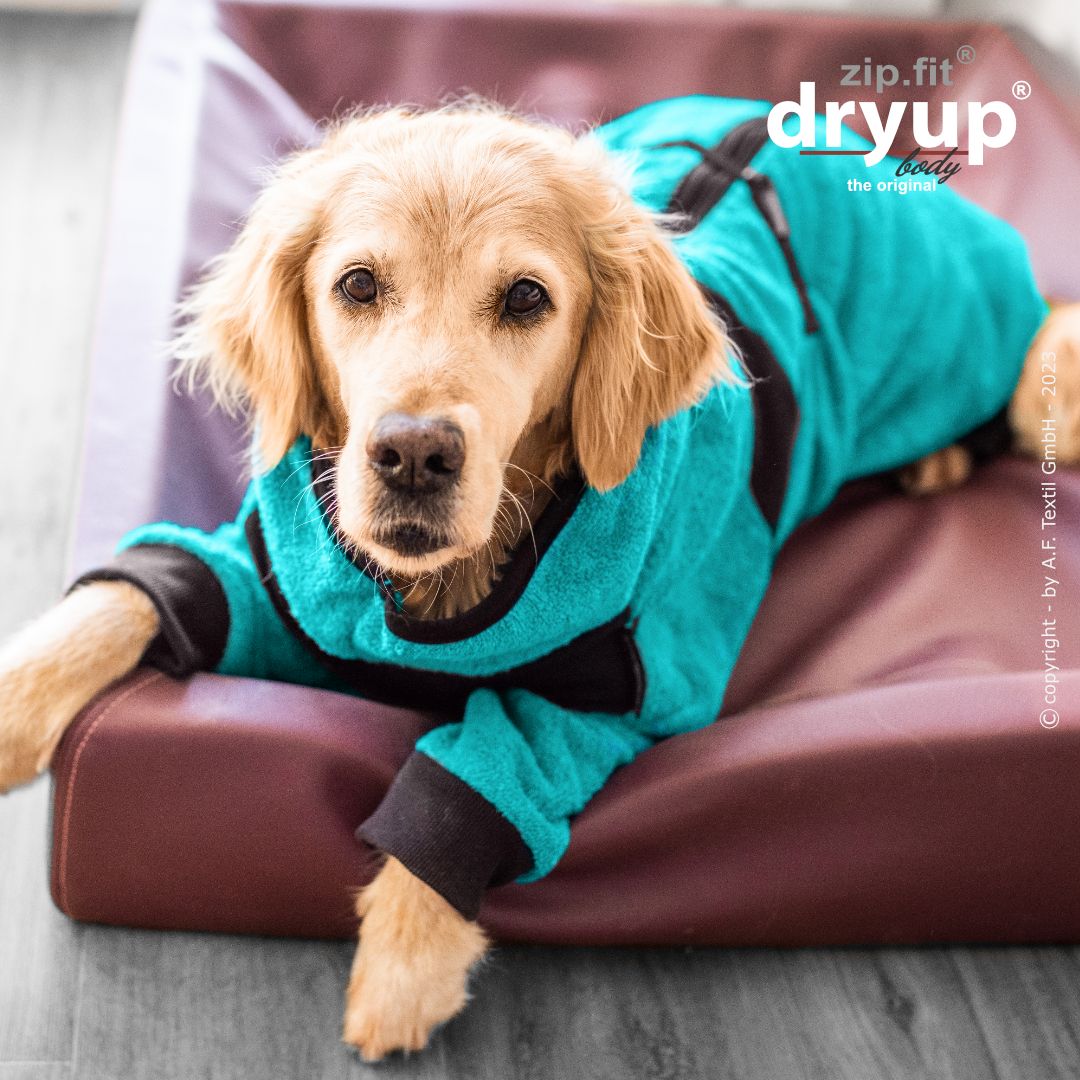 Actionfactory Dryup Body Zip.fit_Hundebademantel mit Beinen Petrol