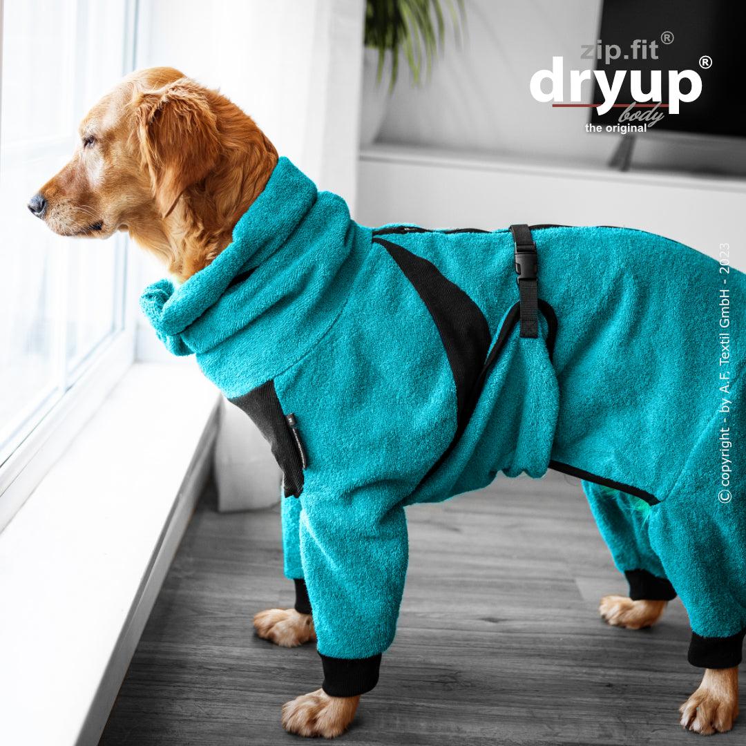 Actionfactory Dryup Body Zip.fit_Hundebademantel mit Beinen Petrol