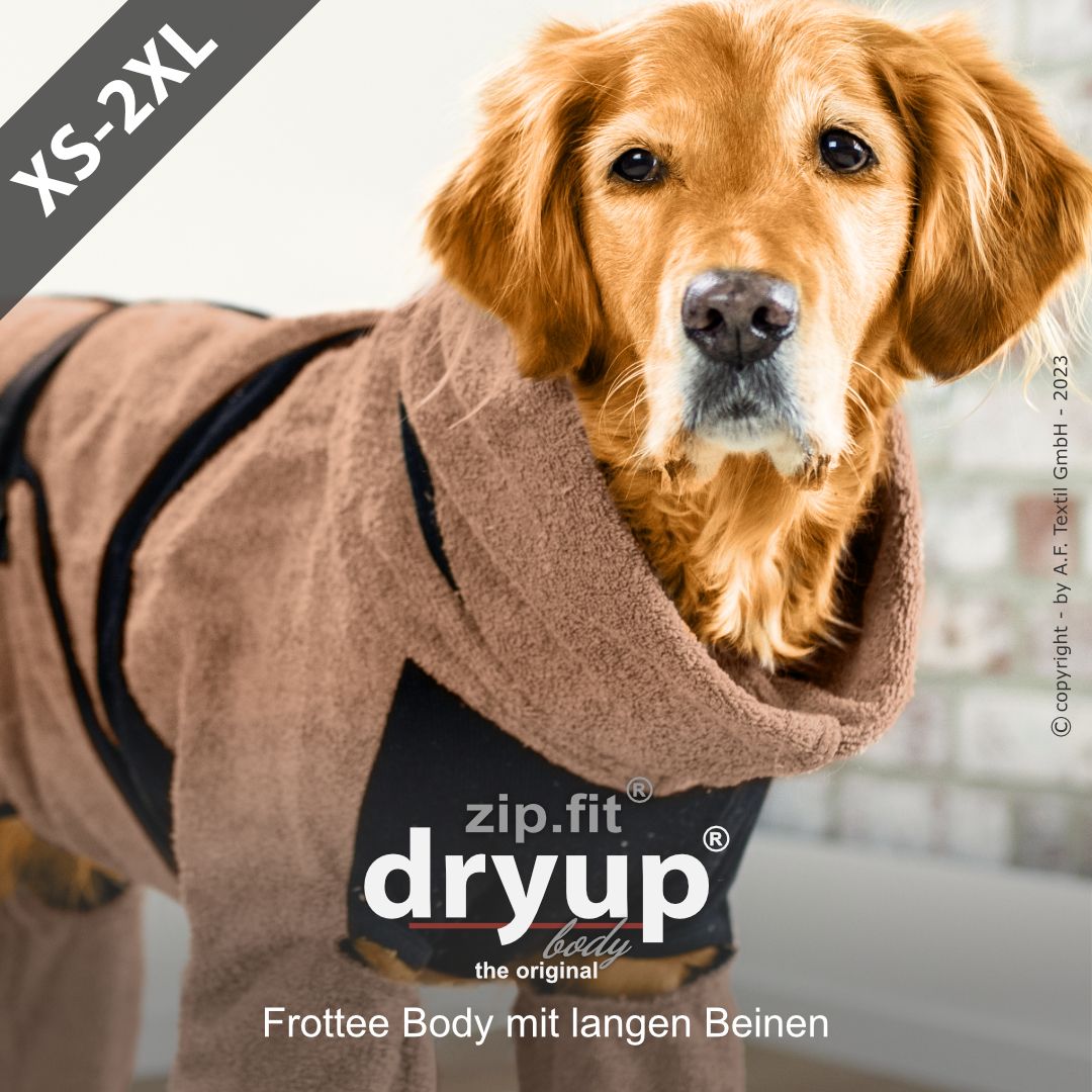 Actionfactory Dryup Body Zip.fit_Hundebademantel mit Beinen Coffe
