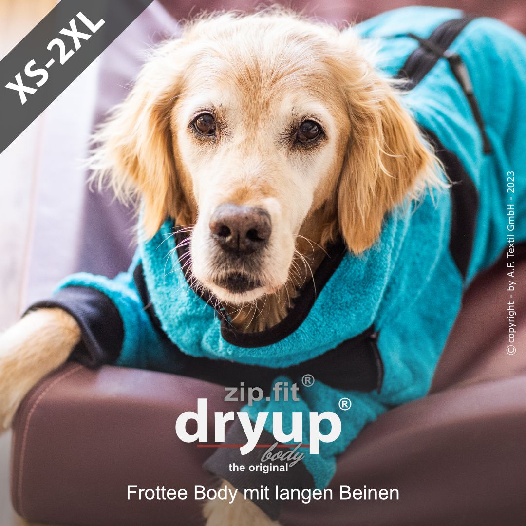 Actionfactory Dryup Body Zip.fit_Hundebademantel mit Beinen Petrol